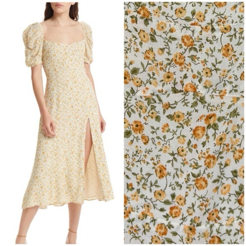 Reformation Bandit Floral Print Midi Dress Size 0 Lima
yellow